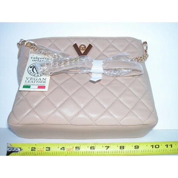 Valentino Orlandi Vegan Leather Quilted Shoulder Bag With Gold Chain Strap - Picture 4 of 4